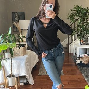 MICHAEL Michael Kors Black Long Sleeve with Gold Hardware